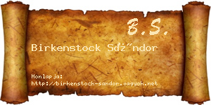 Birkenstock Sándor névjegykártya